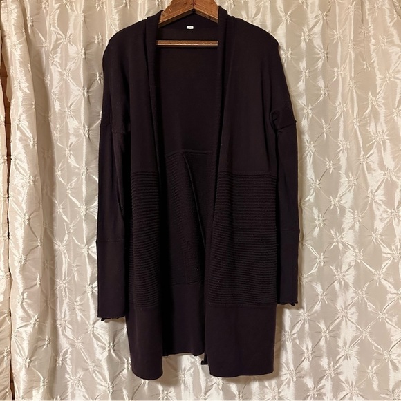 Lululemon Sit In Lotus Wrap Knit Cardigan Sweater Black Cherry Purple - Picture 1 of 15